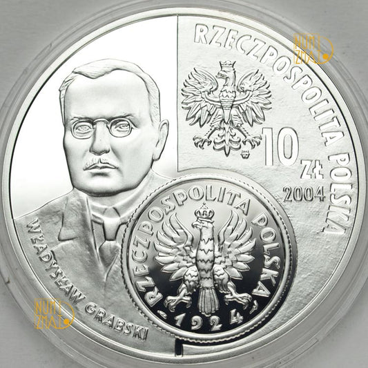 10 zł 2004 r. - 1 zł z 1924 r. (Żniwiarka, Władysław Grabski) - Dzieje złotego
