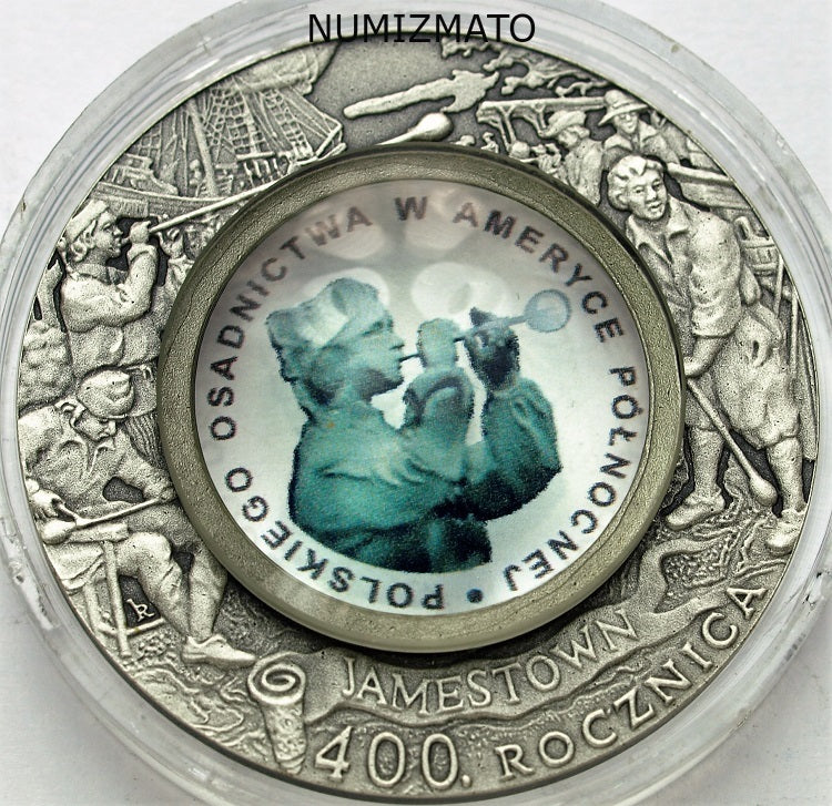 10 zł 2008 r. - Osadnictwo - 400. rocznica polskiego osadnictwa w Ameryce Północnej