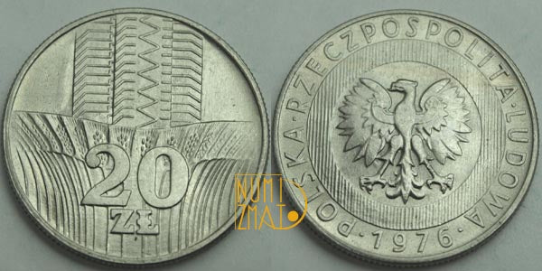 20 zł 1976 r. - Wieżowiec i kłosy