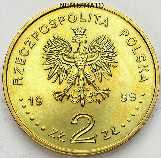 2 zl 1999 r. - Fryderyk Chopin - 150. rocznica śmierci, dwa złote NG