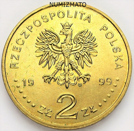 2 zł 1999 r. - Jan Łaski, reformator Kościoła, dwa złote NG