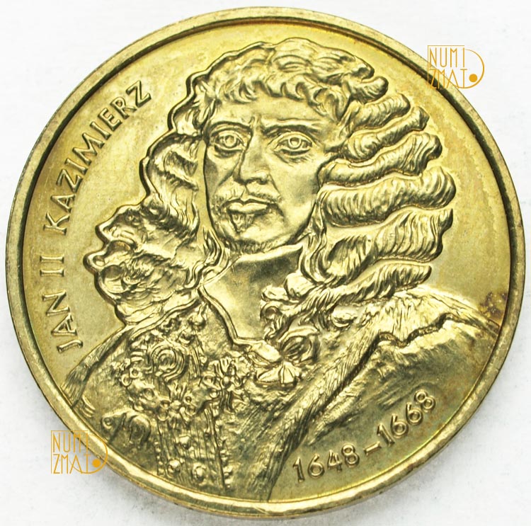 2 zł 2000 r. - Jan II Kazimierz - Poczet królów i książąt polskich, dwa złote NG