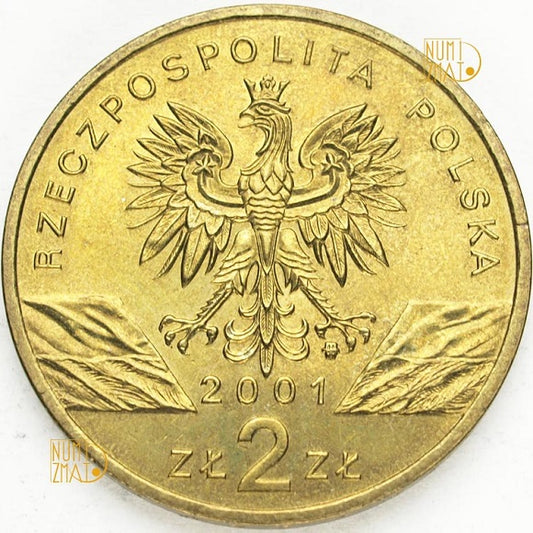 2 zł 2001 r. - Paź królowej (Papilio machano) - Zwierzęta Świata, dwa złote NG