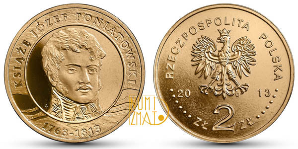 2 zł 2013 r. - 200. rocznica śmierci księcia Józefa Poniatowskiego, dwa złote NG