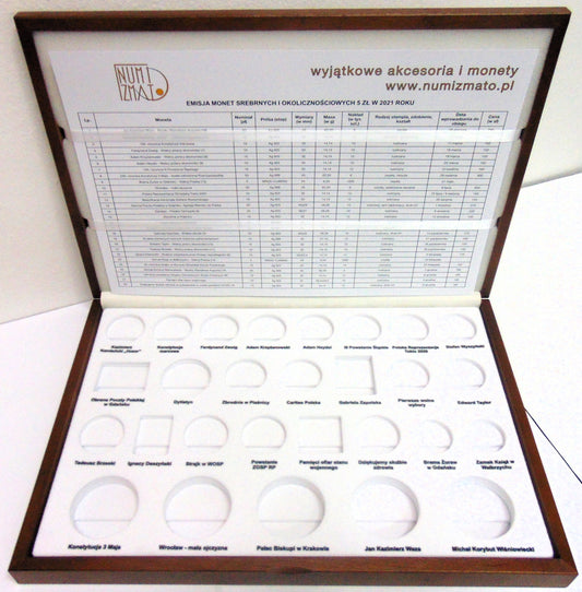 Kaseta DE LUXE AG 2021 + 5 zł 2021 - na monety srebrne i 5 zł 2021 r.