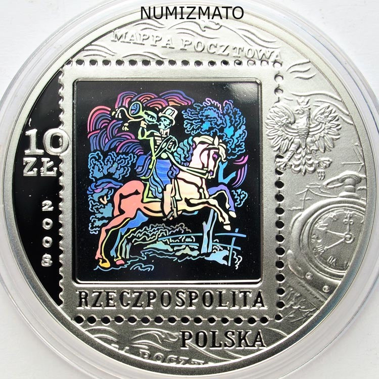 10 zł 2008 r. - Poczta Polska - 450 lat Poczty Polskiej