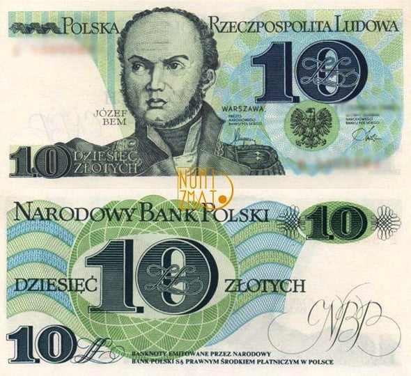 Banknot 10 zł 1982 SERIA B, BEM dziesięć złotych UNC