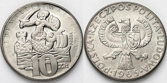 10 zł 1965 r. PRÓBA MN Siedemset lat Warszawy, dziesięć złotych