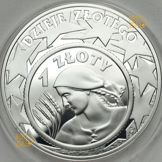 10 zł 2004 r. - 1 zł z 1924 r. (Żniwiarka, Władysław Grabski) - Dzieje złotego