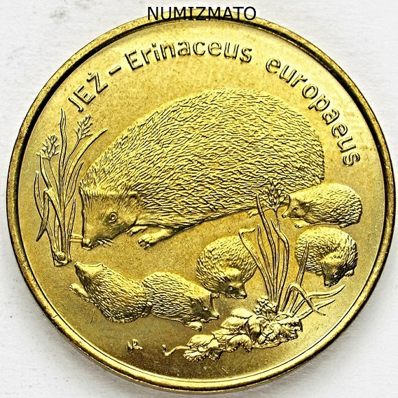 2 zł 1996 r. - Jeż Jeże - Zwierzęta Świata, dwa złote NG
