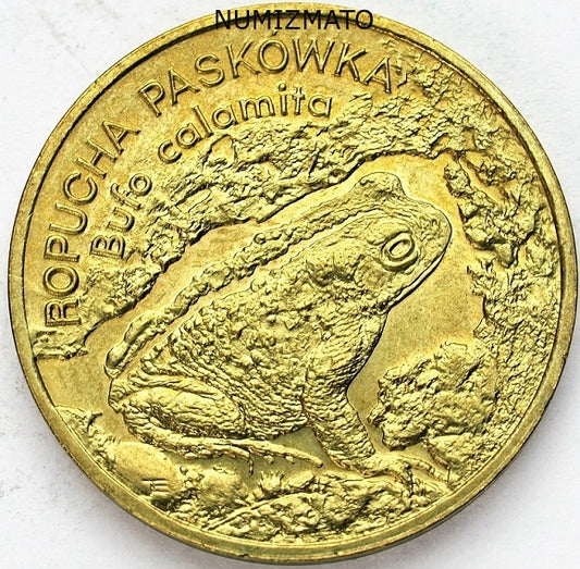 2 zł 1998 r. - Ropucha Paskówka (Bufo calamita) - Zwierzęta Świata, dwa złote NG