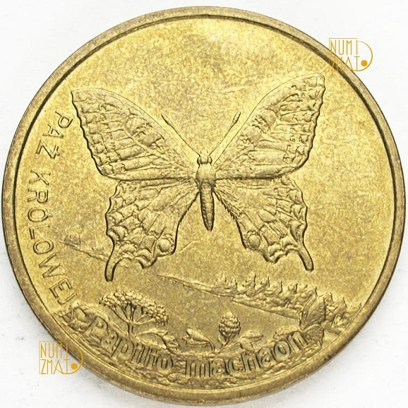 2 zł 2001 r. - Paź królowej (Papilio machano) - Zwierzęta Świata, dwa złote NG
