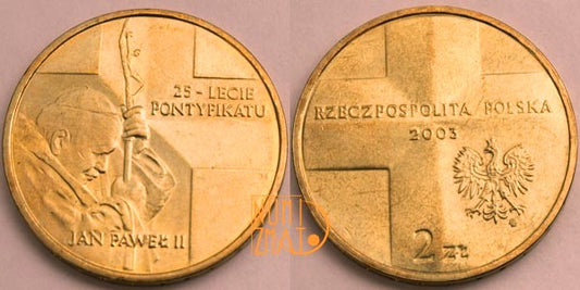 2 zł 2003 r. - Jan Paweł II - 25 lat pontyfikatu, dwa złote NG