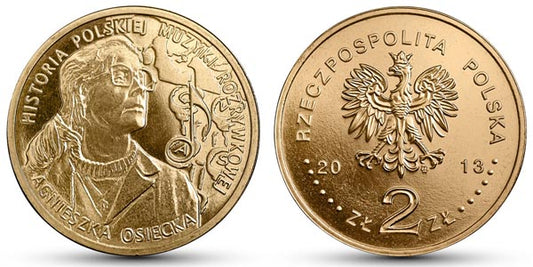 2 zł 2013 r. - Agnieszka Osiecka - Historia polskiej muzyki rozrywkowej, dwa złote NG