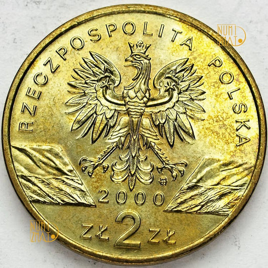 2 zł 2000 r. - Dudek (pupa epops) - Zwierzęta Świata, dwa złote NG