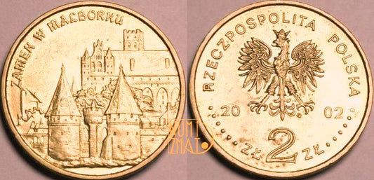 2 zł 2002 r. - Zamek w Malborku - Zabytki Kultury Materialnej w Polsce, dwa złote NG