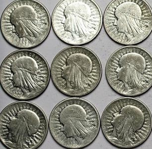 10 x 2 zł 1932-1934 Głowa kobiety SREBRO Zestaw Inwestycyjny LOT Monety bulionowe 1 oz uncja