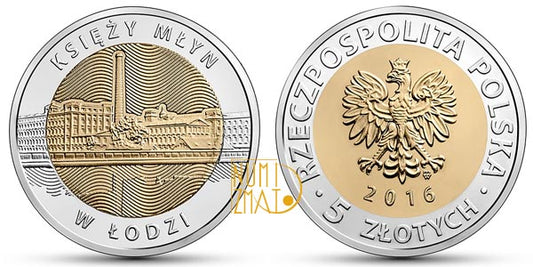 5 zł 2016 r. - Księży Młyn w Łodzi - Odkryj Polskę (5)